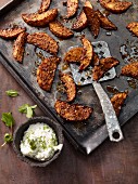 Baked turnip wedges with mint yoghurt