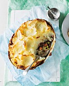 Cottage pie (minced beef pie topped with mashed potatoes, UK)