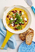 Beetroot, parsley and feta omelettes