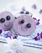 Blueberry smiley cupcakes