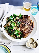 Grilled lamb with aubergine salad