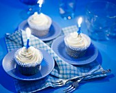 White chocolate cupcakes with candles