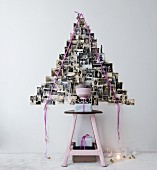Stylised Christmas tree made from black and white family photos