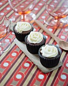 Chocolate cupcakes decorated with chocolate buttercream