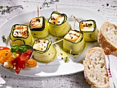 Feta and courgette rolls