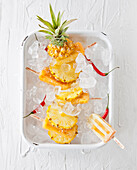 Pineapple and chilli popsicles