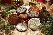 Elisenlebkuchen (spiced soft gingerbread from Germany) with different glazes