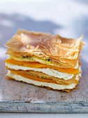 Milles feuilles with papaya and cream cheese