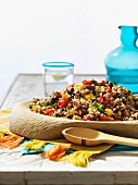 Quinoa salad with peppers, sweet corn and beans (Bolivia)