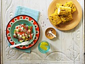 Ceviche aand grilled corn cobs (Latin America)