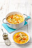 Vegetable soup with farfalle