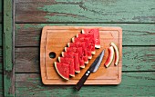 Watermelon are chopping board