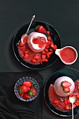 Strawberry panna cotta with strawberry sauce