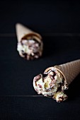 Tiramisu ice cream in cones