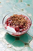 Quark with red berry compote and muesli