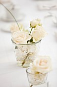 Flower arrangement on table at wedding reception
