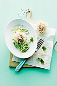 Glass noodle balls with a cucumber salad