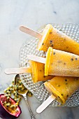 Mango and passion fruit ice lollies