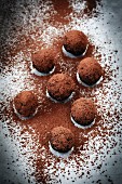 Sugar-free almond truffles with cocoa powder