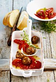 Bari meatballs with oven bakes tomatoes