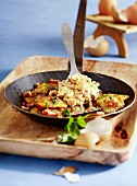 Fried potatoes with scrambled eggs and shrimps, Eastern Friesland