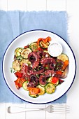 Grilled octopus with vegetables