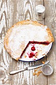 Cherry and redcurrant pie, sliced