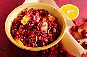 Red cabbage with oranges and cranberries