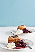 Friands with cherries and cream