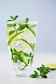 A mojito made with rum, limes, fresh mint and ice