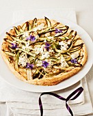 Asparagus tart with violet honey