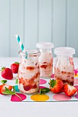 Smoothies made with chia seeds, peanut butter and strawberry jam
