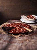 Chocolate and pecan nut tart