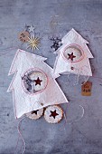 Jammy shortbread biscuits in homemade paper bags as a gift