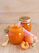 Jars of apricot jam