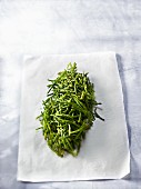 A pile of samphire on a piece of paper