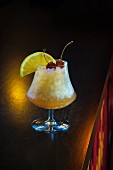 A citrus fruit cocktail on a bar (Buddha-Bar Hotel, Paris)