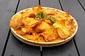 Nachos top with grated cheese