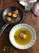 Celery broth with scallops