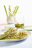 Marinated, grilled fennel with herb oil