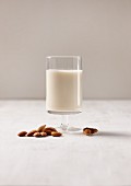 A glass of vegan almond milk