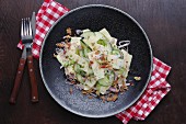 Cheese salad with cucumber and roasted onions (Denmark)
