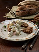 Cheese salad with rye bread