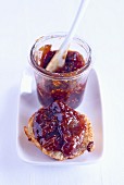 A scone with fig jam