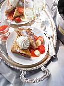 French toast with strawberries and cream