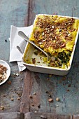 Vegetarian spinach and tofu lasagne with turmeric
