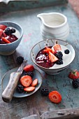 Red berry compote with soya yoghurt
