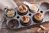 Vegan chocolate soya cupcakes with a peanut topping