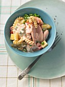 Pasta salad with sausage and cheese