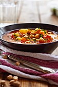 Vegan chickpea soup with peppers